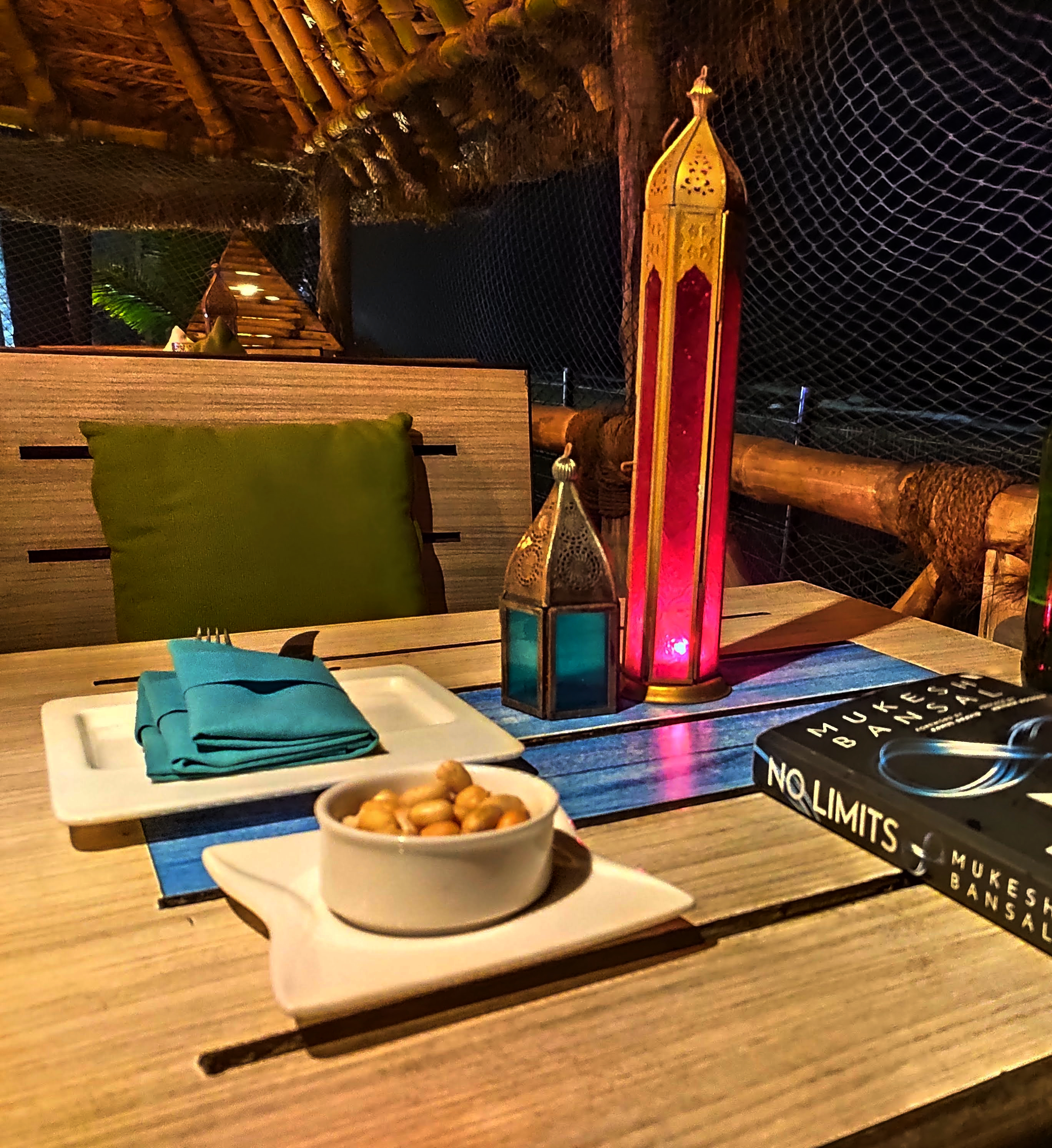 Dinner at seaside restaurant at Radison, Mahabalipuram (Mamallapuram)